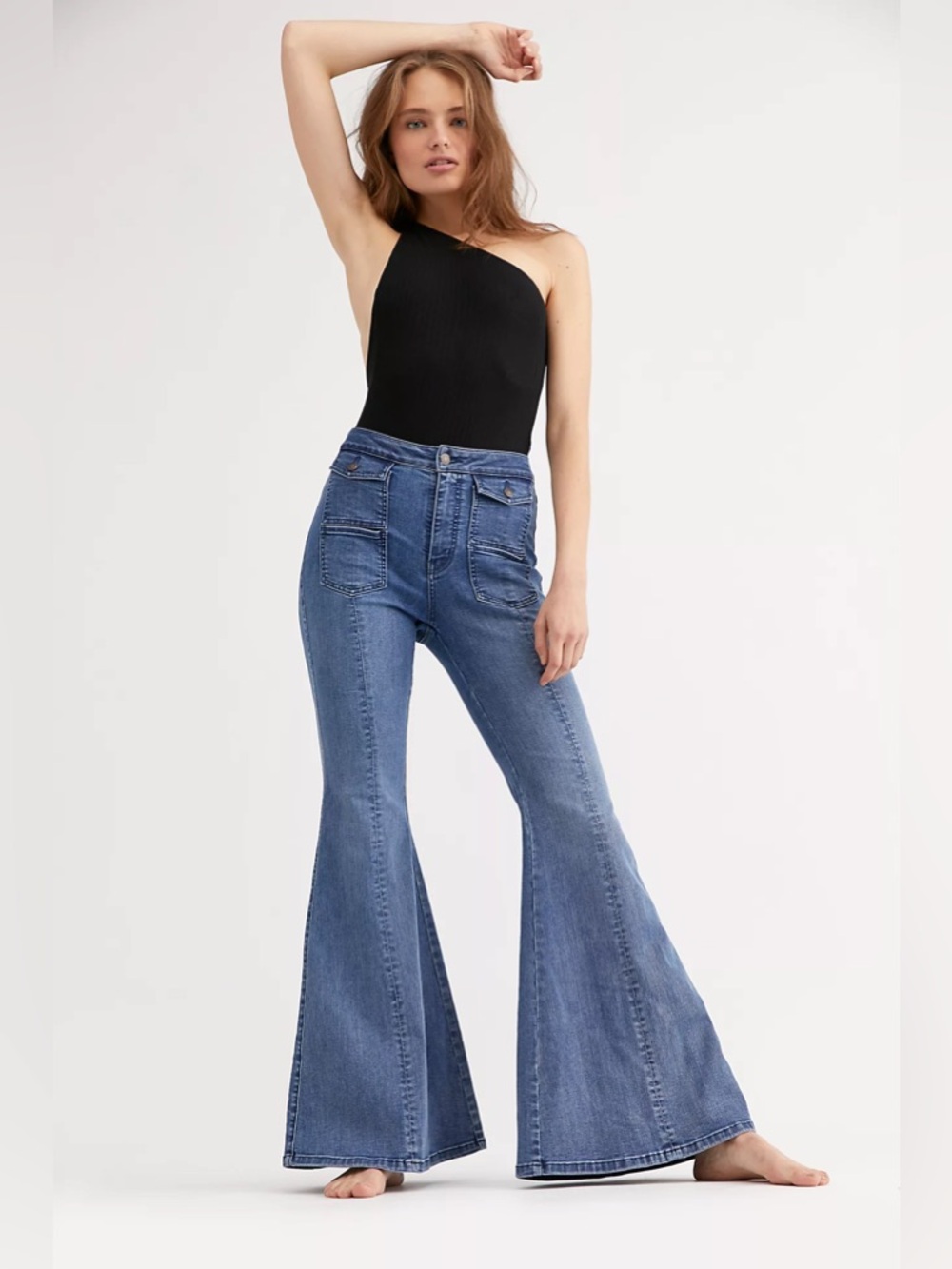 Free People CRVY Utility Flare Jeans Size 35 NWT